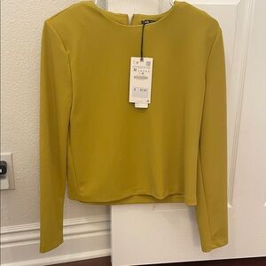 Zara Mustard Yellow Long Sleeve Blouse